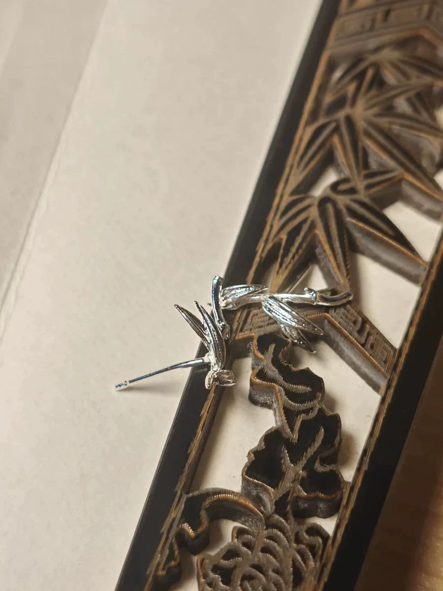 New Chinese Style Bamboo Stud Earrings – Minimalist 925 Silver Nature Inspired Jewelry