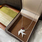 Chinese Feng Bird Necklace – White Shell & Red Agate Minimalist Pendant