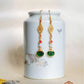 Natural Green Jade Ruyi Earrings – Elegant Oriental Pearl Earrings for Hanfu Styling