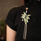 Elegant Chinese Bamboo Leaf Pin – Qipao Pressing Brooch with Tassel Design