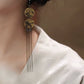Black and Gold Bamboo Leaf Tassel Earrings – New Chinese Style Guofeng Jewelry