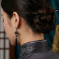 Black Lotus Bio-Ceramic Resin Earrings – New Chinese Style Elegant Statement Earrings