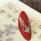 Traditional Chinese Crane Ring – Oriental Art Jewelry with Pine Tree Motif and Lacquer Finish