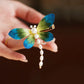 Soft Velvet Dragonfly Hair Clip – Elegant Qipao & Hanfu Side Hair Decoration
