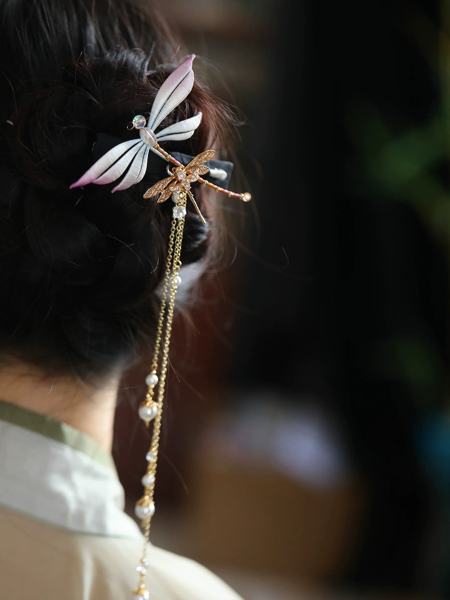 Dragonfly Long Tassel Spring Hair Clip – New Chinese Style Hanfu Hair Accessory