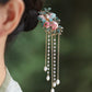 Butterfly  Floral Pearl Tassel Hairpin – New Chinese Style Enamel Buyao Hair Accessory for Hanfu  Mamian Skirt