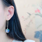 New Chinese Style Enamel Hydrangea Tassel Earrings | 925 Sterling Silver Vintage Floral Dangle Earrings