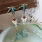 Mother-of-Pearl Butterfly & Blue Gourd Tassel Earrings – Elegant Handcrafted Statement Earrings for Women