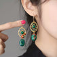 Spring Fish Cloisonné Earrings – New Chinese Style Green Stone Dangle Earrings
