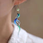 Oriental Green Streamer Earrings – Artistic New Chinese Style Statement Earrings