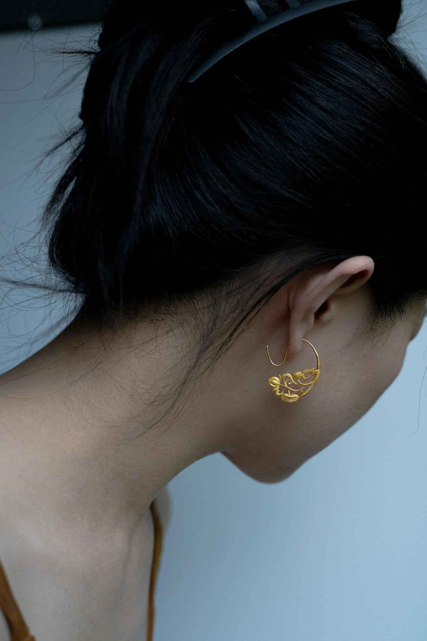 Lotus Step Earrings – Hollow Carved Chinese Style Zen Aesthetic Drop Earrings