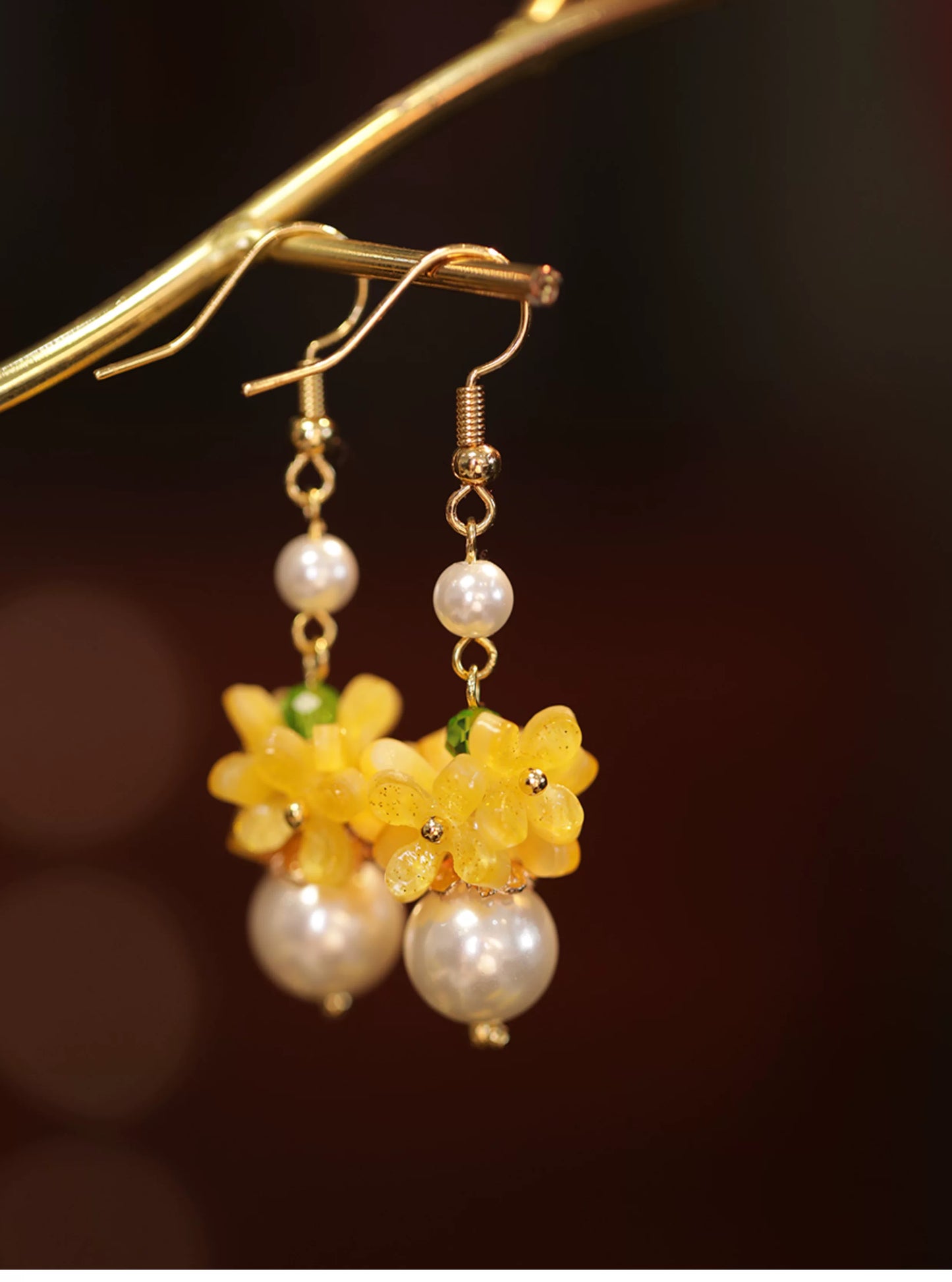New Chinese Style Osmanthus Earrings – Vintage Floral Dangle Earrings with Oriental Charm