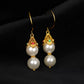 Ruyi Double Pearl Drop Earrings – New Chinese Style Filigree Gold-Plated S925 Silver Earrings