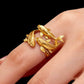 Gold-Plated Triple Koi Fish Ring – New Chinese Style Adjustable Fortune Ring for Women