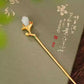 Tulip Magnolia Hairpin – Handmade Hetian Jade and Alloy Hair Stick
