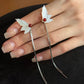 White Mother-of-Pearl Butterfly Wing Tassel Earrings