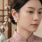 Elegant White Flower Ceramic Stud Earrings – Minimalist Chinese Style Resin Jewelry