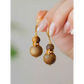Natural Qi Nan Agarwood Small Gourd Earrings for Women – Alloy Hook, New Chinese Wooden Earrings