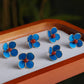 Handmade Blue Velvet Flower Stud Earrings – Intangible Cultural Heritage New Chinese Style Jewelry
