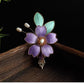 Handcrafted Blue & Purple Velvet Flower Side Hairpin | Chinese Hanfu & Qipao Hair Accessory, Alloy & Cloisonné Silk