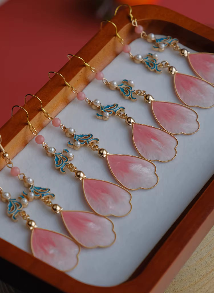 Handmade Velvet Flower Hook Earrings – Intangible Cultural Heritage New Chinese Style Jewelry
