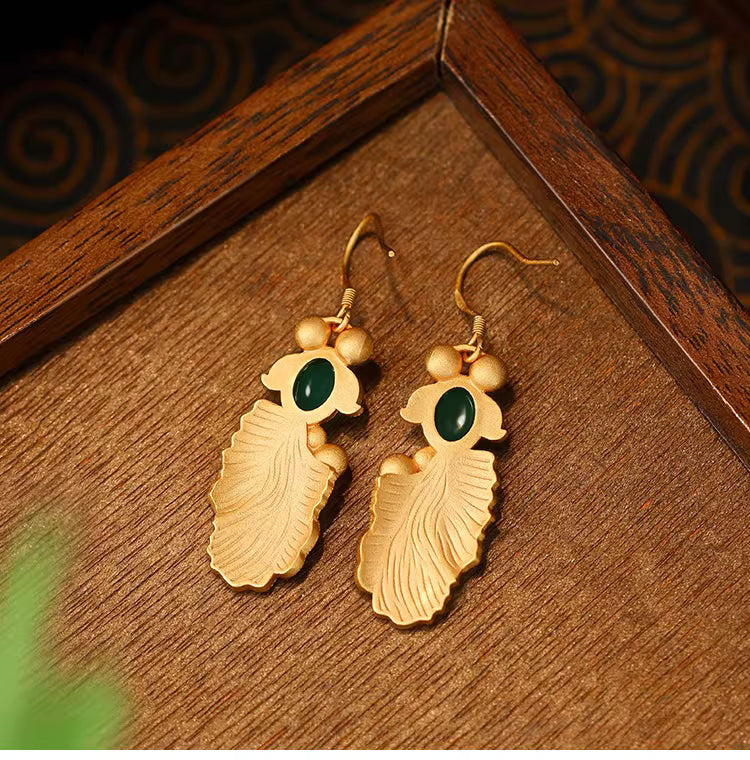 S925 Sterling Silver Gilded Enamel Koi Earrings – Red Agate & Pearl New Chinese Palace Style Drop Earrings