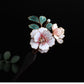 Handmade Pink Velvet Flower Hairpin – Chinese Intangible Heritage Silk Flower Hair Accessory for Hanfu & Guofeng Style