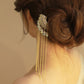 Chinese pearl tassel U-shaped fan hairpin-pair