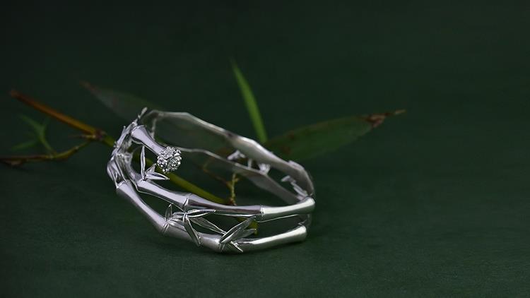 Bamboo leaf and bamboo knot Chinoiserie bracelet