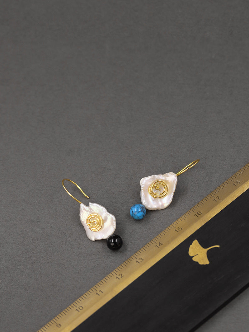 Beautiful Flower Pearl Handmade Earrings-Sterling Silver