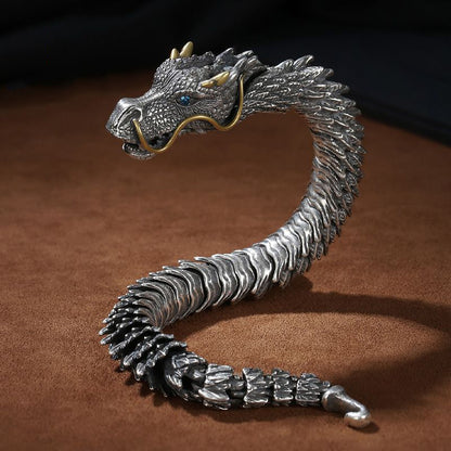 Handgemachtes chinesisches Drachenschuppen-Armband – Sterling-Silber