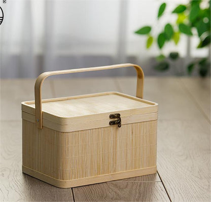 Handmade bamboo woven Chinese style retro tote basket