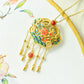 Xiangyun Phoenix Gold Inlaid Jade South Red Agate Ruyi Lock Tassel Pendant