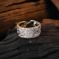 Irregular Tang Grass Textured Gold and Silver Contrast Ring-Sterling Silver
