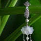 Ice Lotus Natural White Agate Lotus Long Tassel with Qipao Pressed Front