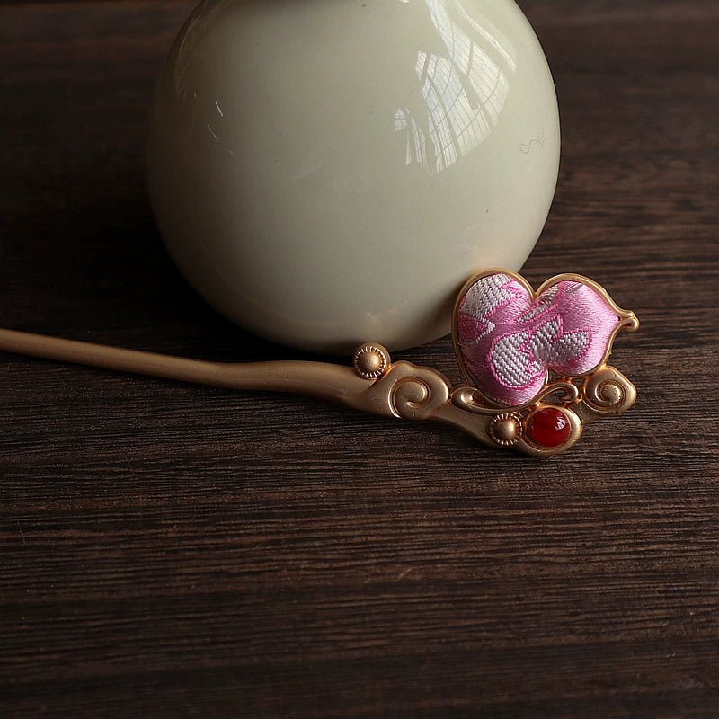 Pink color option for the fabric gourd hairpin