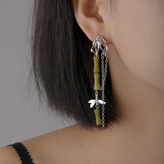 Bamboo Knot Dragonfly Tassel Earrings