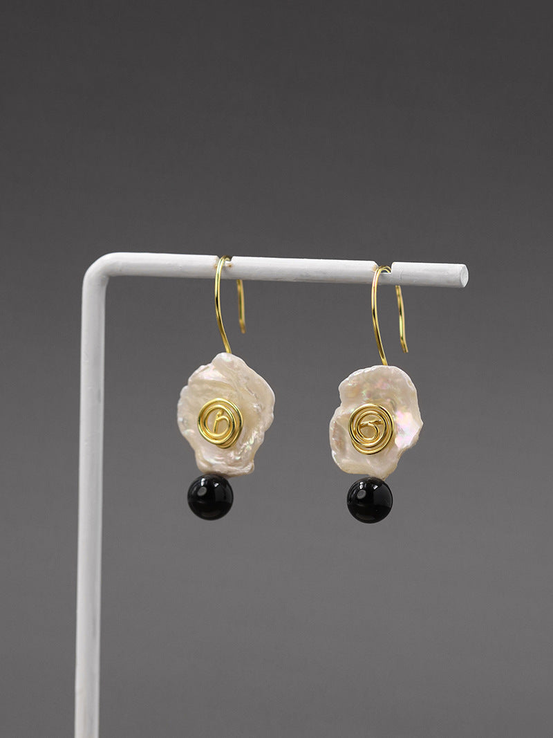 Beautiful Flower Pearl Handmade Earrings-Sterling Silver