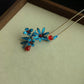 Blue floral double hairpin variant without tassel strands