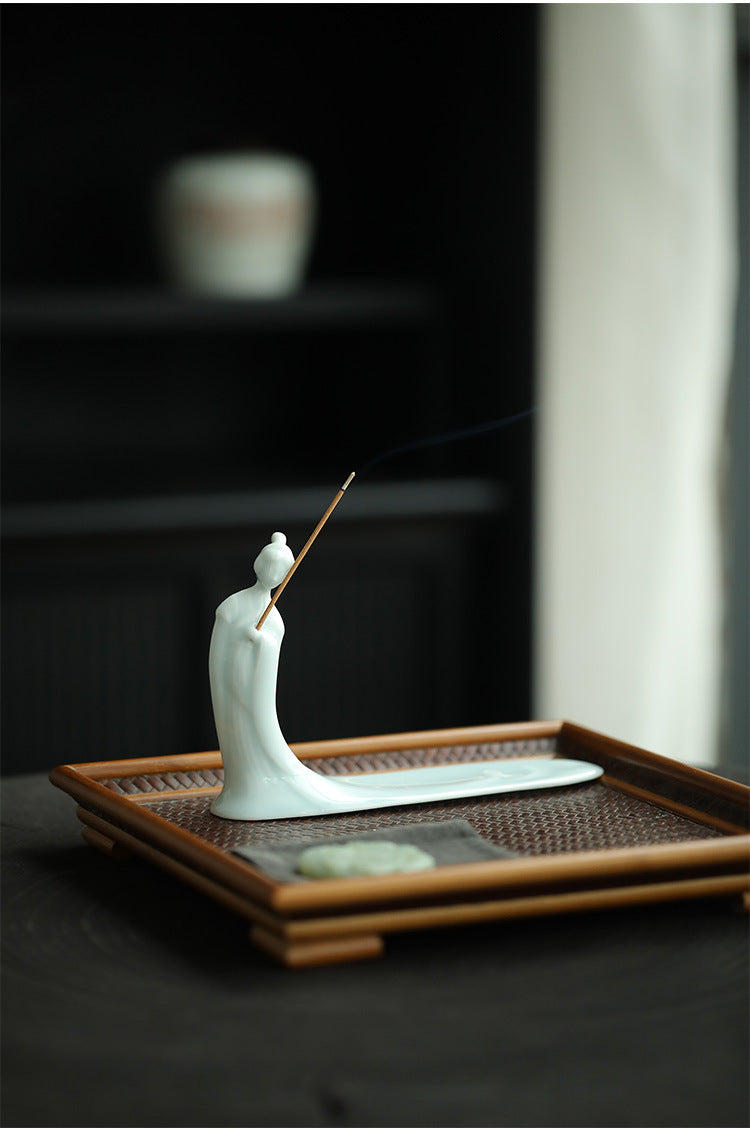 Chinese Lady Celadon Incense Insert Ceramic Incense Stove