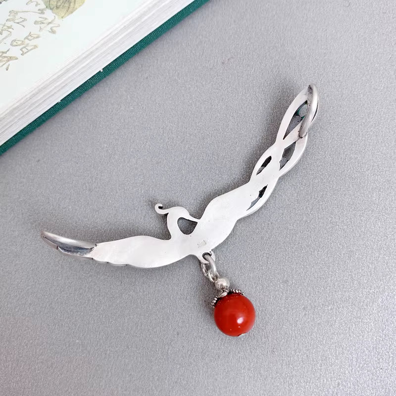 Phoenix Curved Tube Tassel Necklace for Women – Hand-Painted Ethnic Pendant