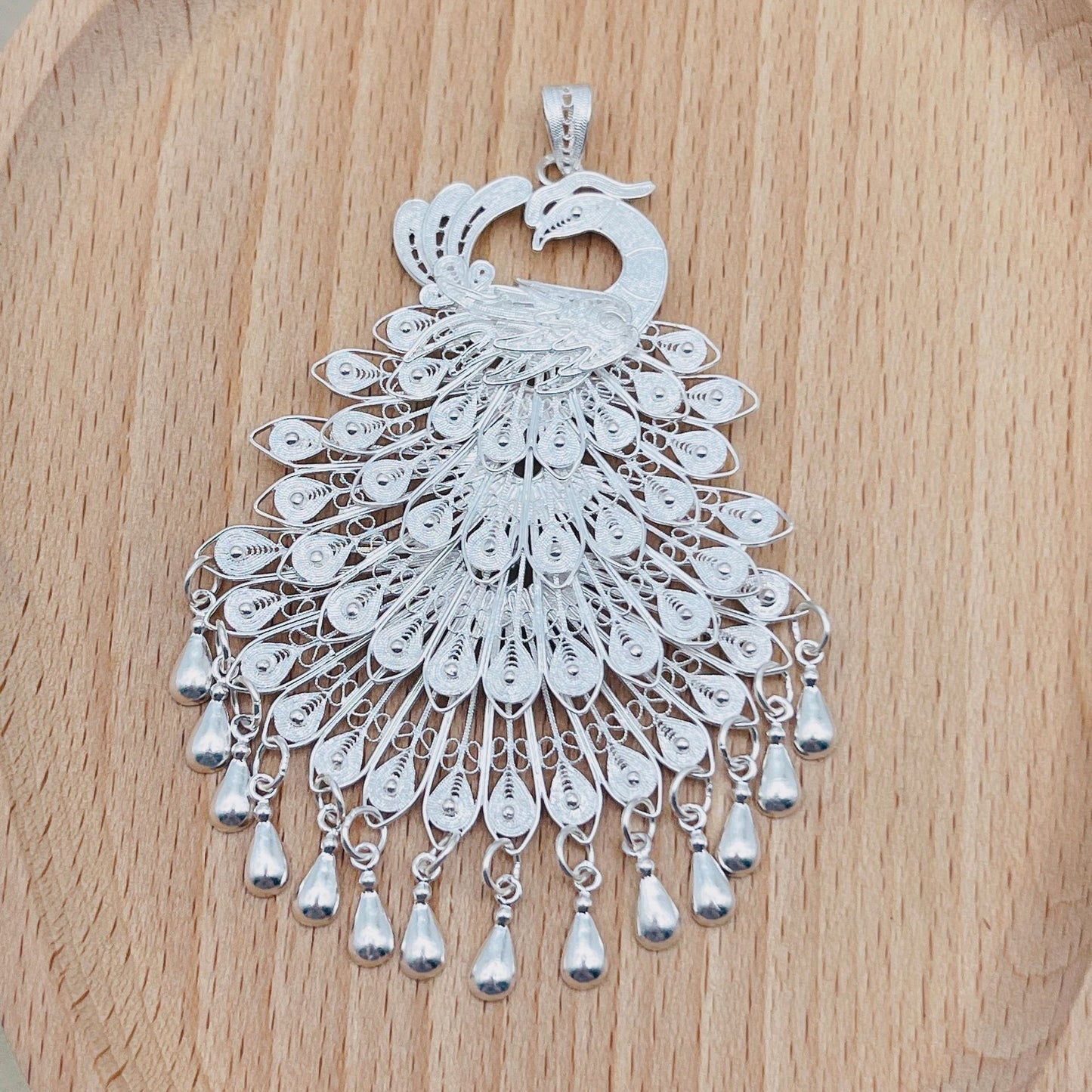 Nine Phoenix Brushed Turning Phoenix Necklace-Sterling Silver