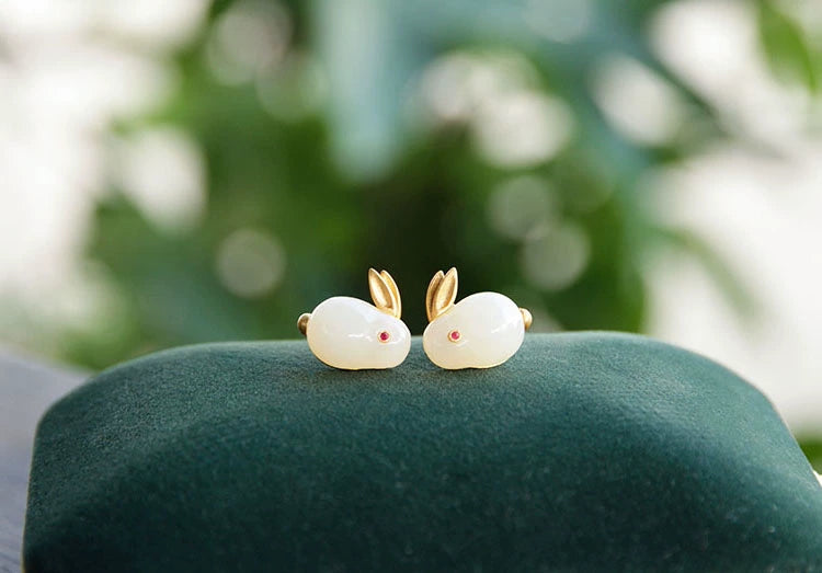 Hotan Jade Rabbit Earrings
