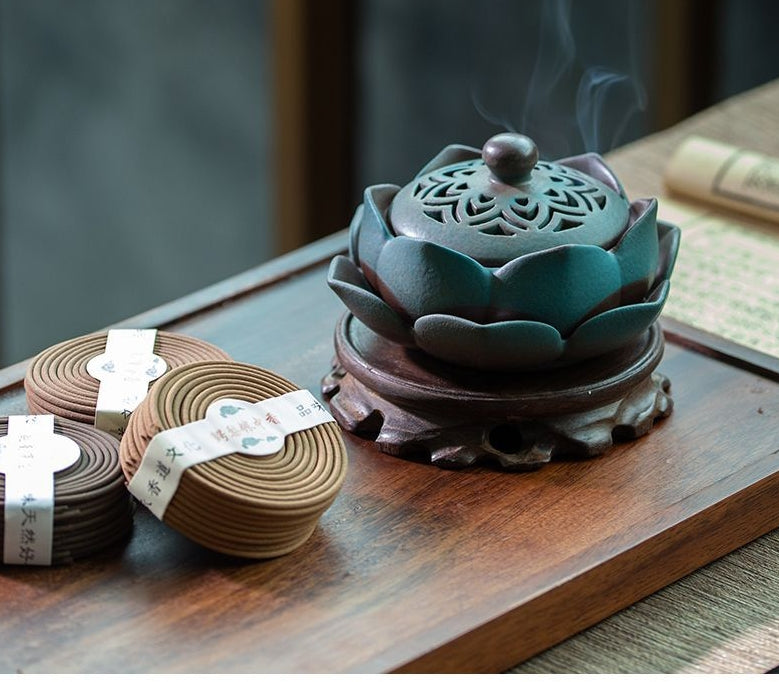 Lotus ceramic incense burner