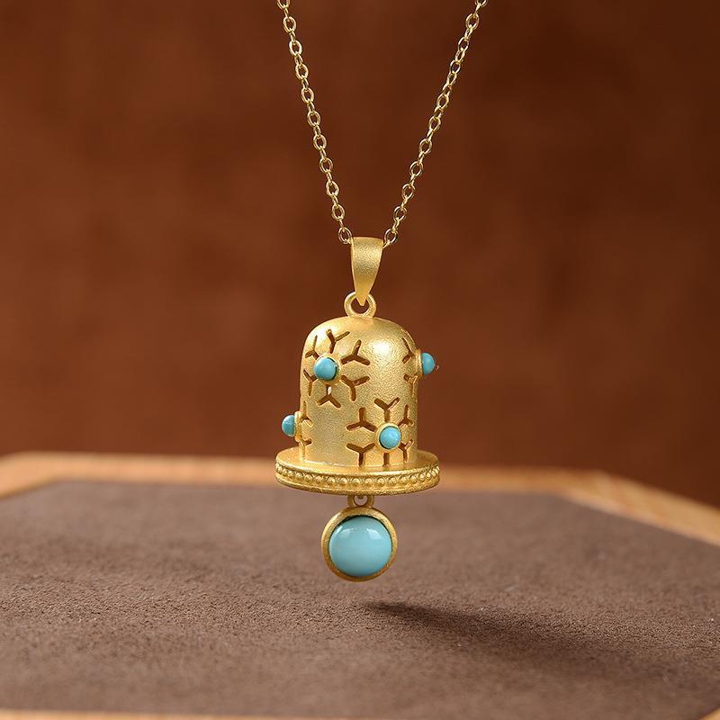 Turquoise Gold Bell Pendant