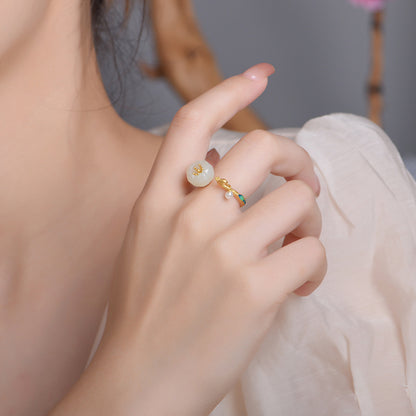 Phoenix and Tian Yuhua Pearl Enamel Open Ring - Sterling Silver