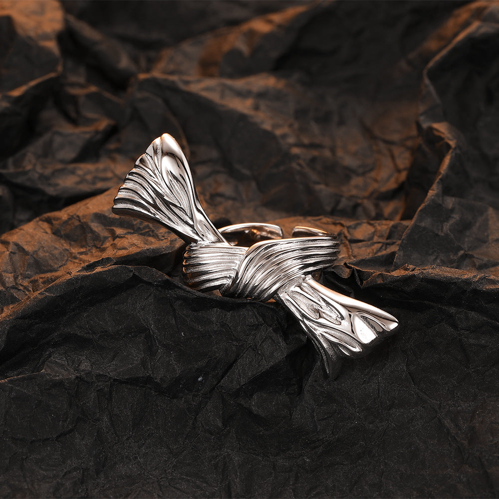 Versatile Big Bow Skin Texture Ring-Sterling Silver