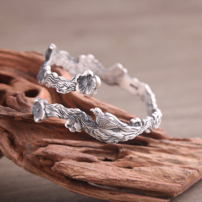 Elster Pflaumenblüte Ethnisches Armband-Sterling Silber
