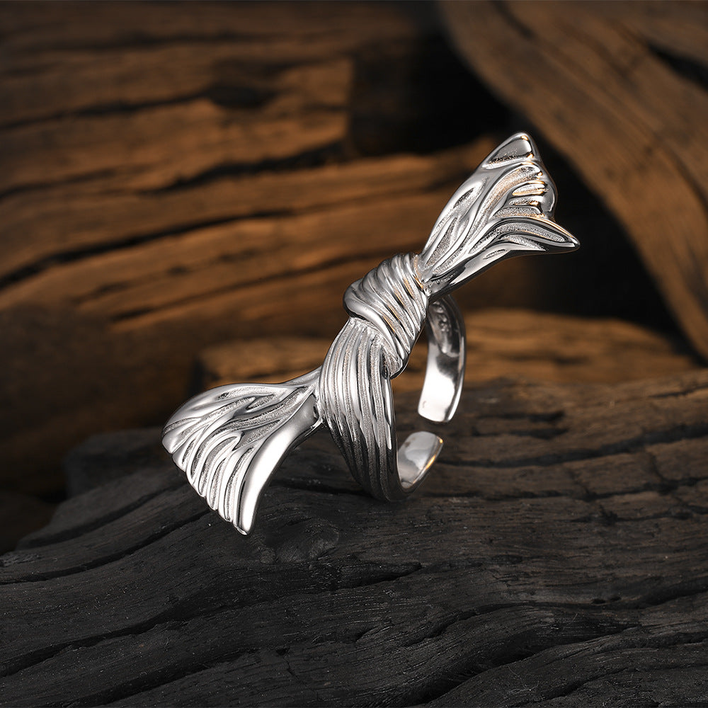 Versatile Big Bow Skin Texture Ring-Sterling Silver