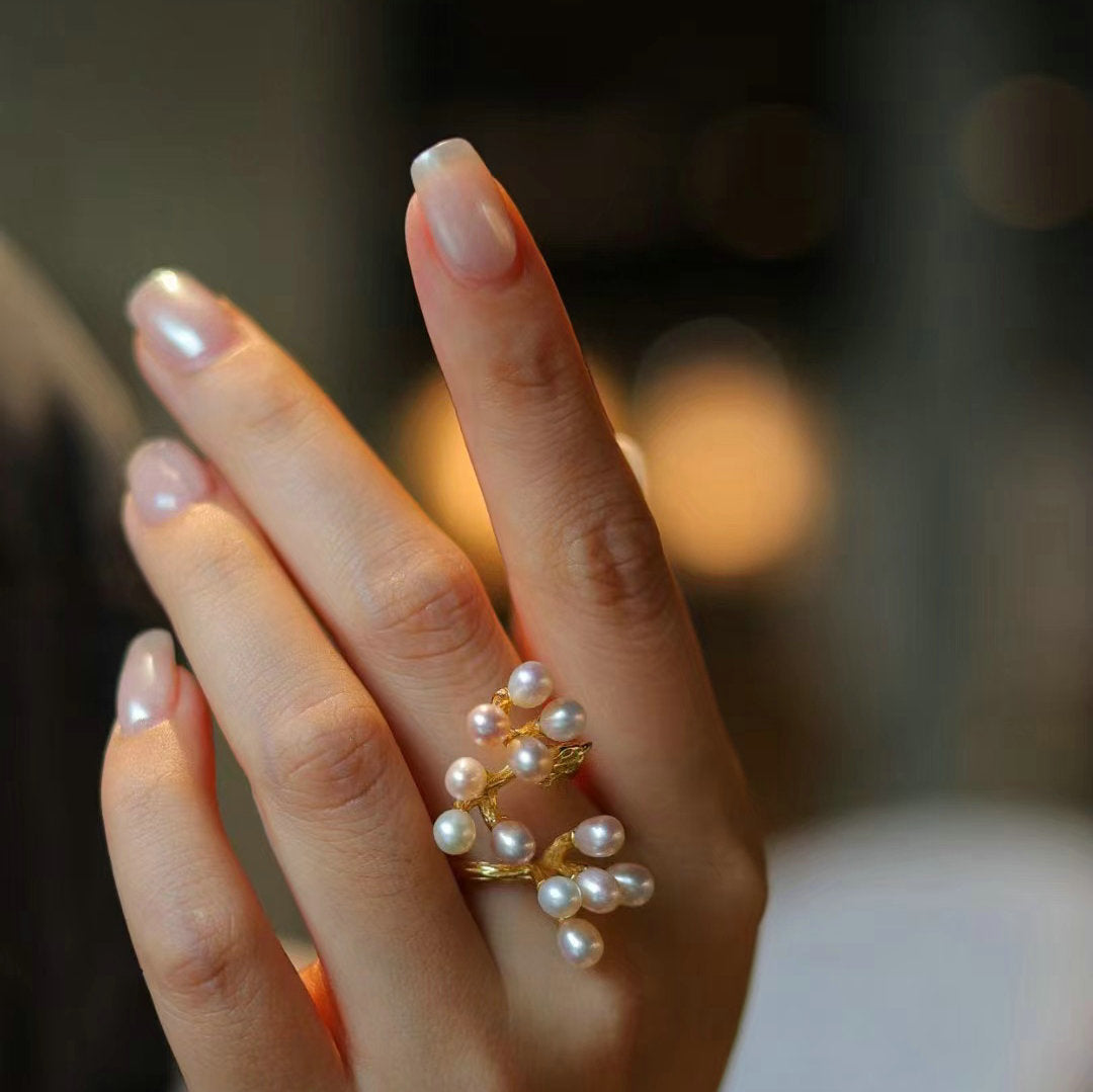 Vintage Natural Pearl Open Ring